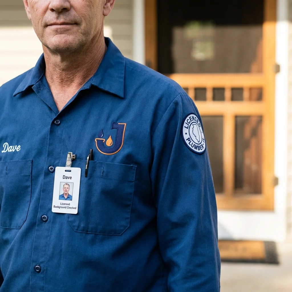 Licensed plumber showing ID badge in Randallstown, MD