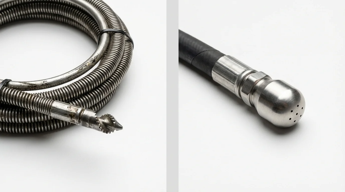 Drain snake cable and hydro jetting nozzle used for drain cleaning in Randallstown, MD