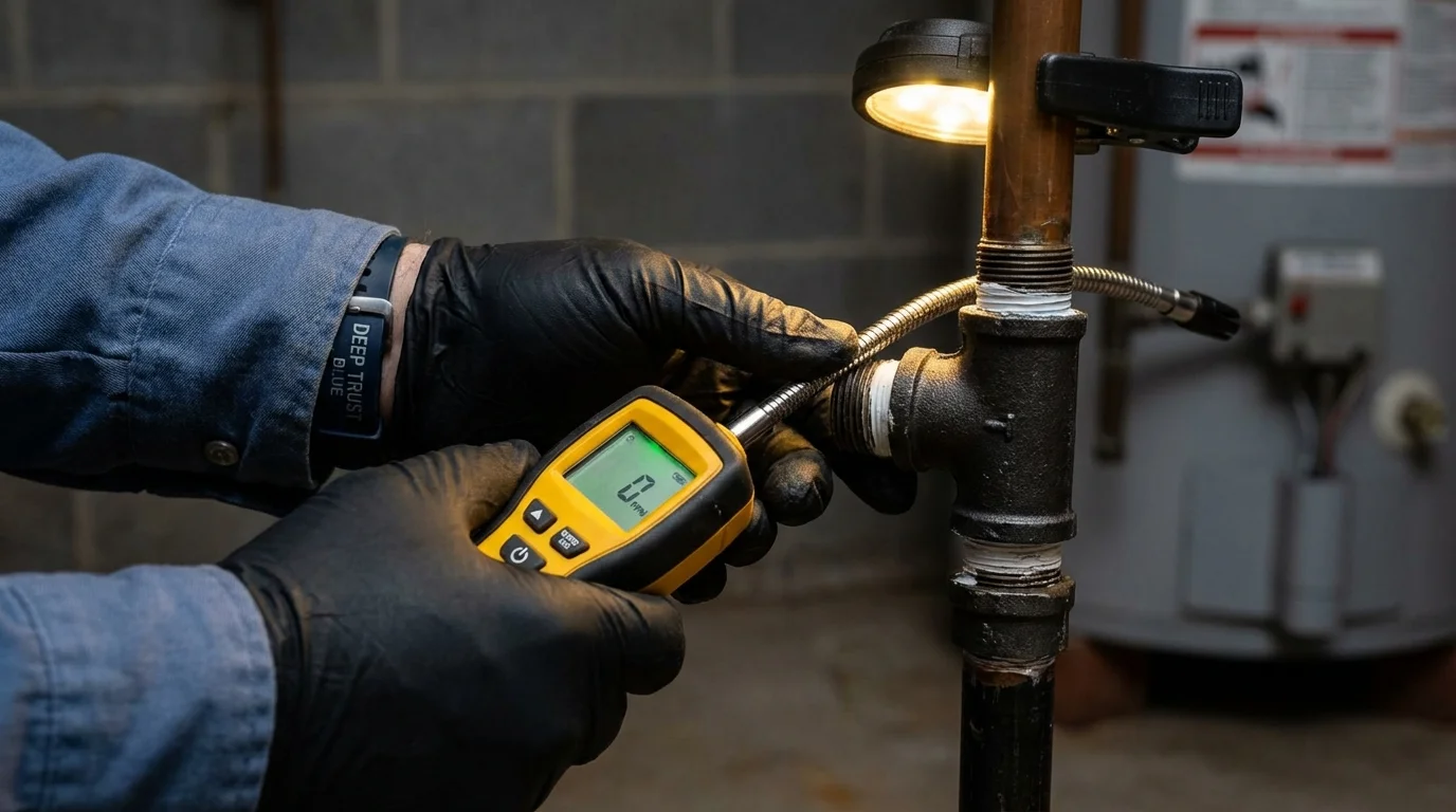 Gas leak detection with electronic sniffer by Johns Plumbing LLC in Randallstown